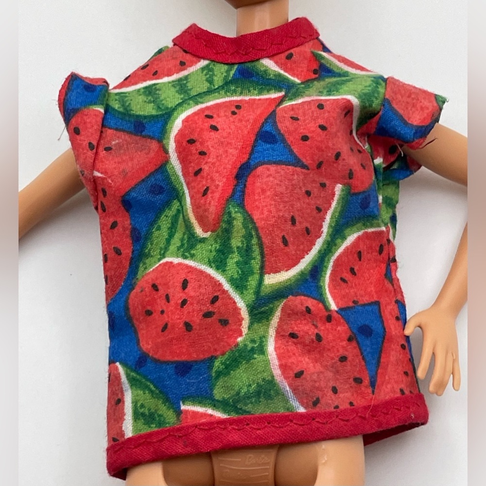 Vintage Barbie Clothes Ken Clothes Velcro Handmade watermelon Top
